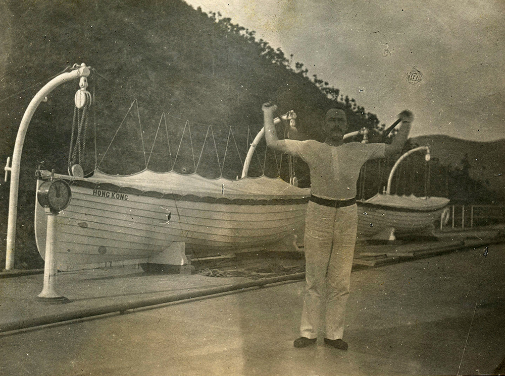 Exercising with dumbbells on board 'Hong Kong'