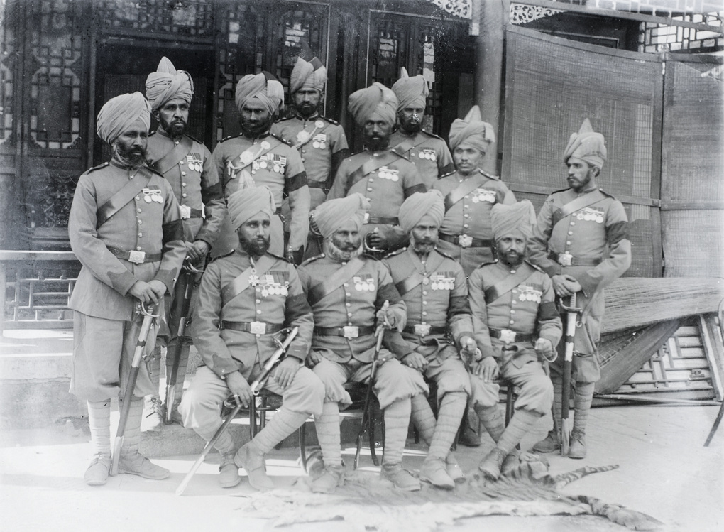 Sikh soldiers with medals, Indian Army, Beijing