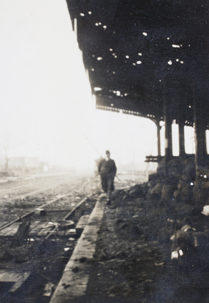 A platform at the war damaged North Railway Station, Shanghai, 1932