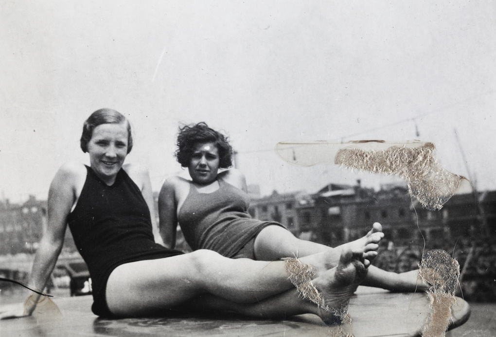 Gladys Ephgrave and an unidentified young woman, Shanghai Rowing Club