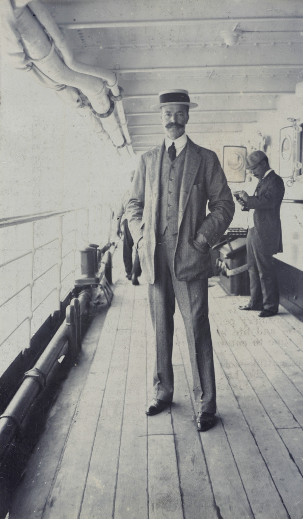 Charlton Thorne on board a ship in 1913