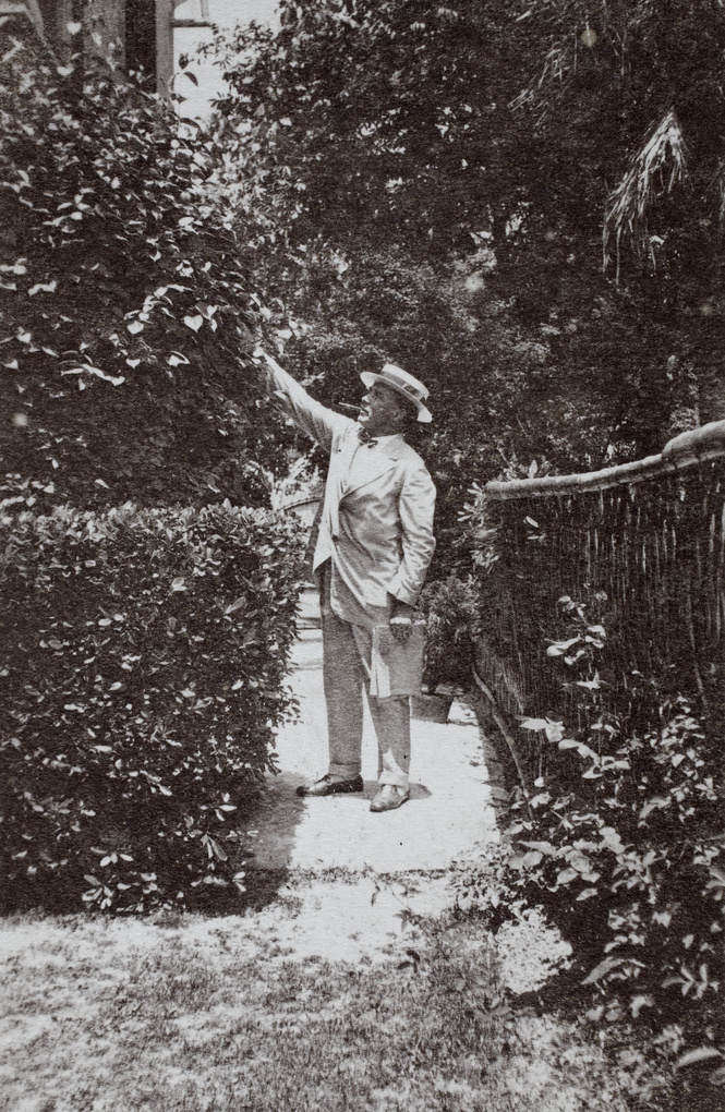 W. J. Terrill in his garden, Tongshan Road, Hongkou, Shanghai