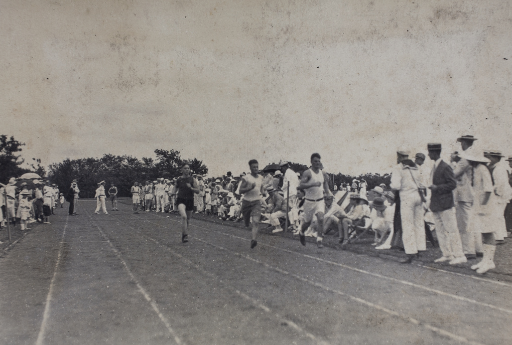 Spectators and runners at a 4th of July sports day, Shanghai, 1922