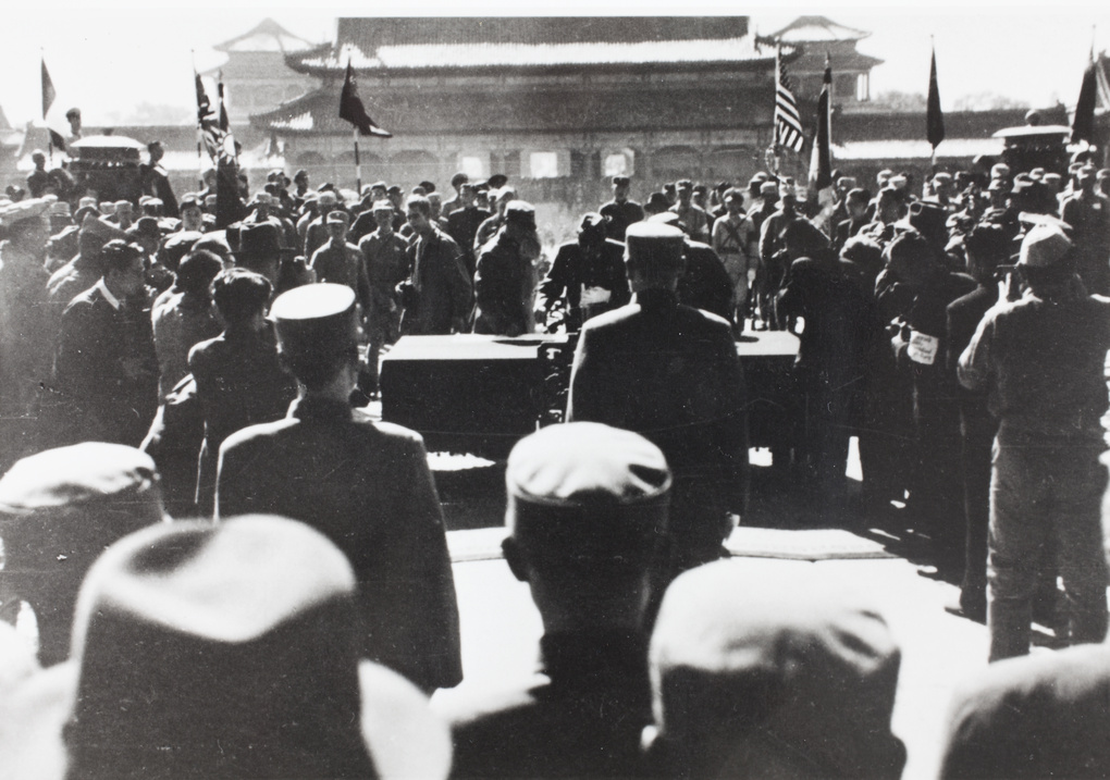 Hiroshi Nemoto signing Japanese surrender, Peking, 10 October 1945