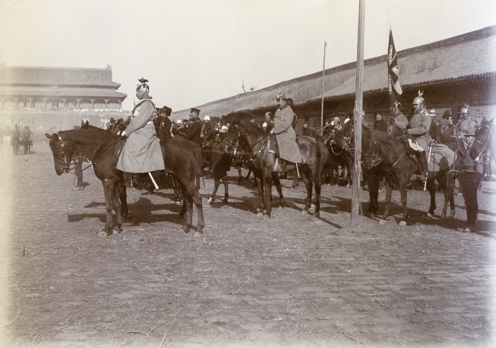 Waldersee and parading troops, Peking, 1901