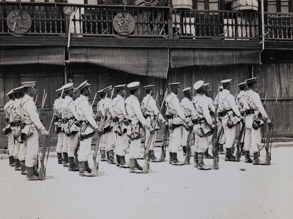 Soldiers standing in formation, Shanghai