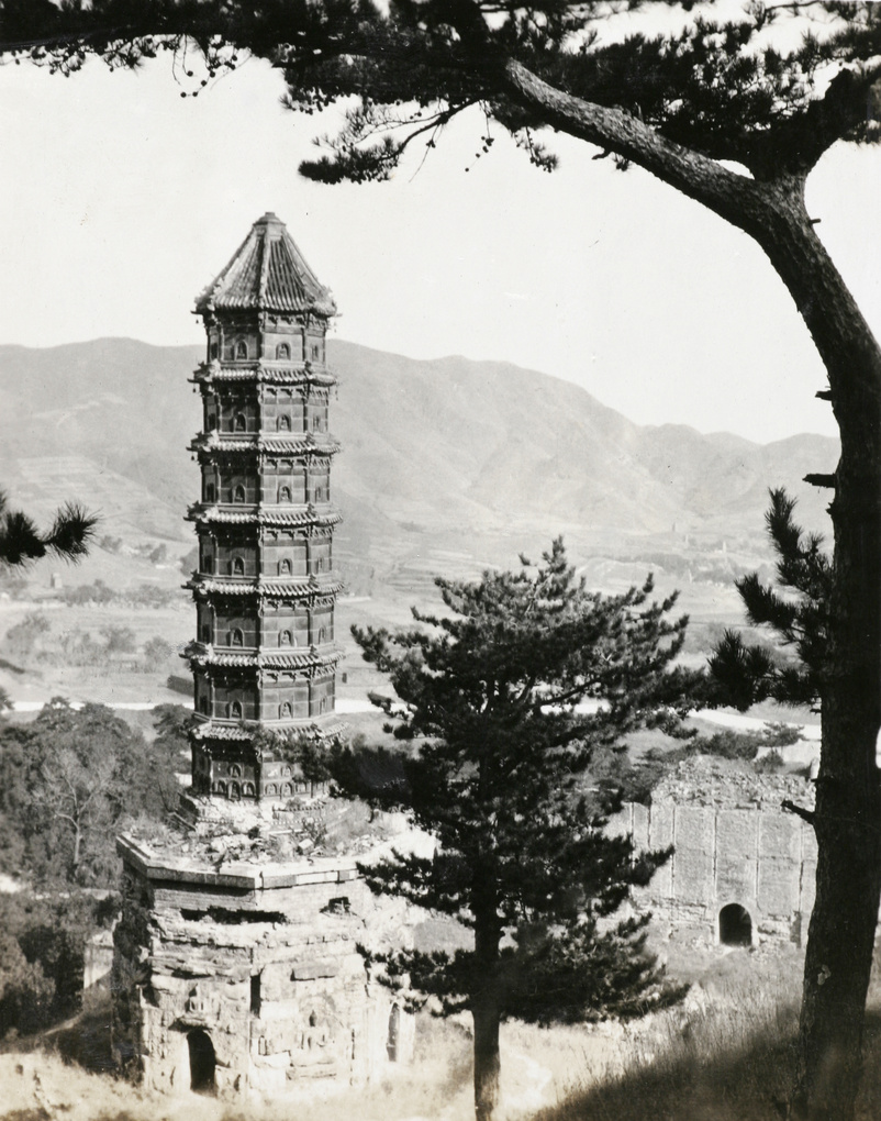 The green pagoda (香山琉璃塔) of Grand Zongjing Monastery, Fragrant Hills Park, Western Hills, near Beijing