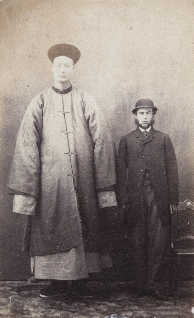 Chang the Chinese Giant, with another man beside him, for scale