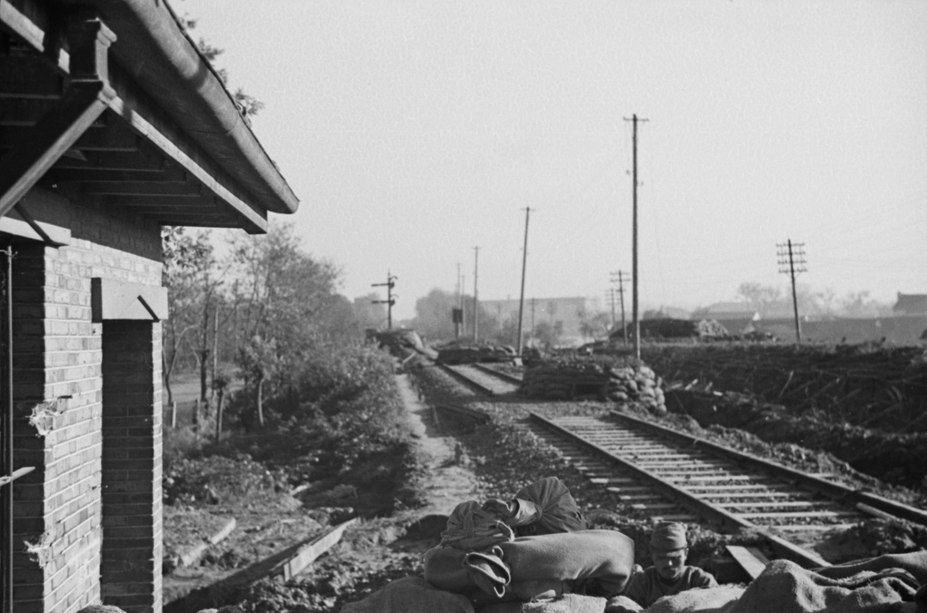 Dismantled railway tracks and blockades, Shanghai