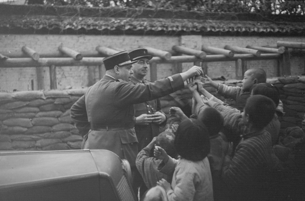 Children and French officers, Shanghai – cumshaw