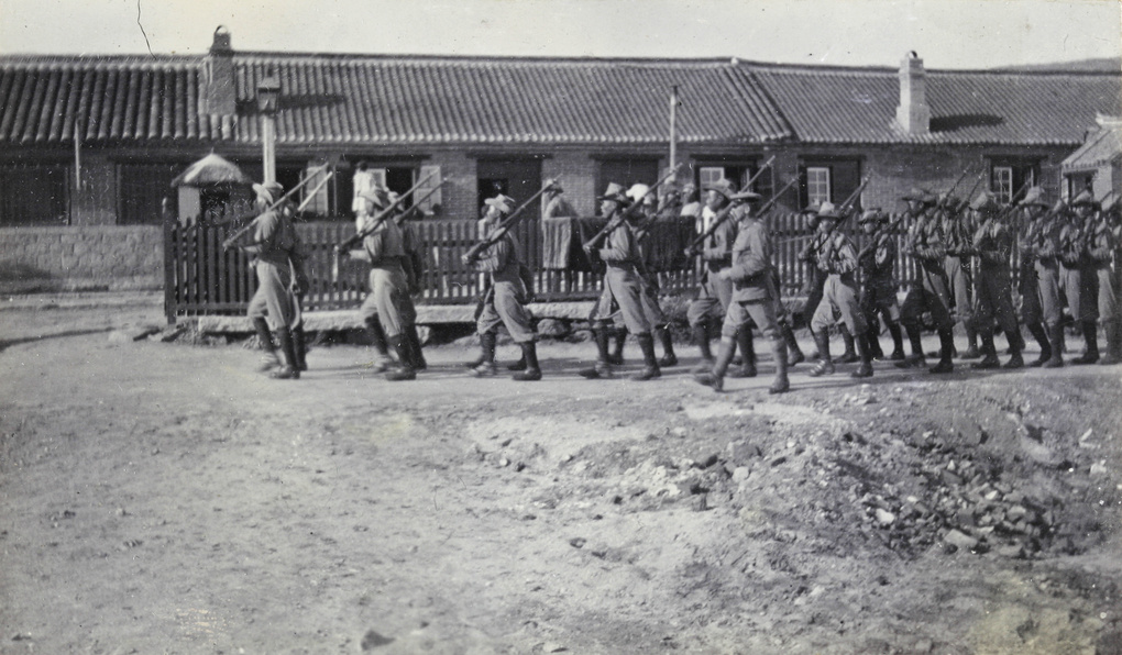 Soldiers marching, 1st Chinese Regiment, Weihaiwei