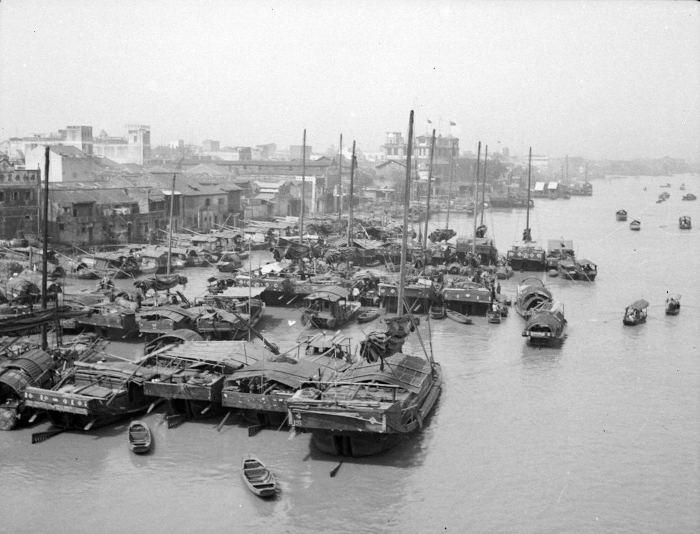 Cargo boats and quayside, Canton