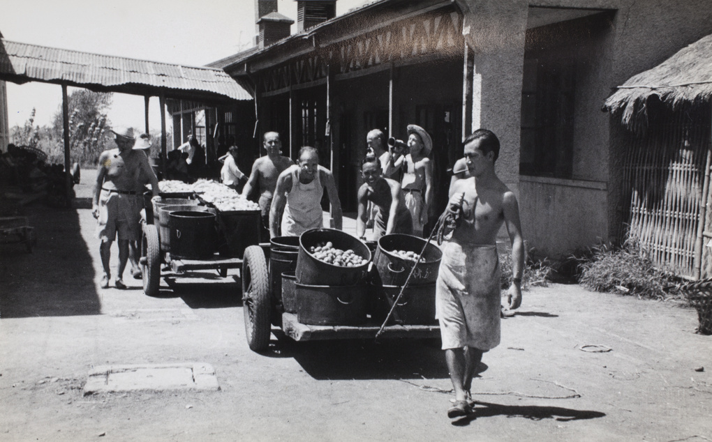 Food supplies going to dining room, Lunghua Civilian Assembly Centre, Shanghai