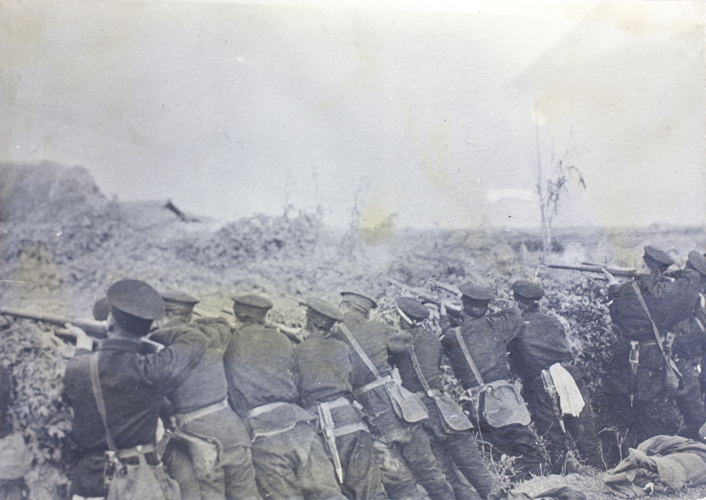 Revolutionary troops in a trench