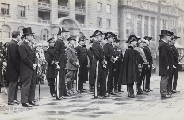 Diplomats at War Memorial, Shanghai, on Armistice Day, 1925