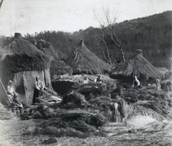 Huts and gathered straw
