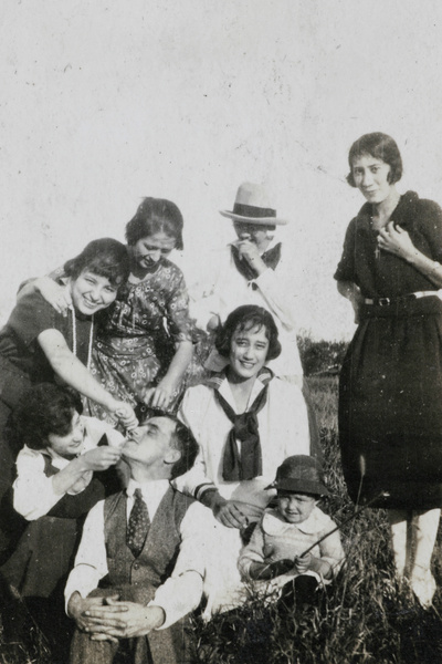 Group of foreigners in a field