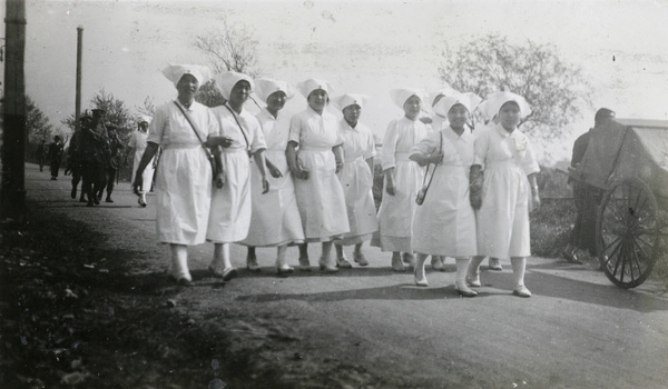 Army nurses during training