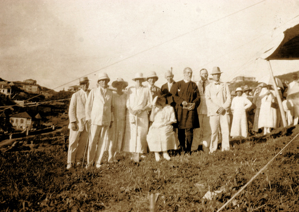 Bishop Banister with a group