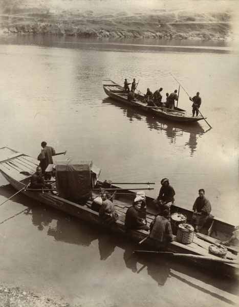 Sedan chair in ferry boat