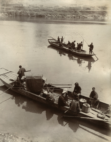 Sedan chair in ferry boat