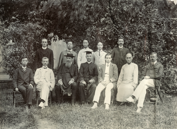 Group of Chinese and Western men, including Bishop Banister