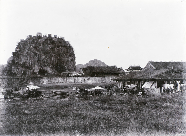 Market and limestone bluff, Kweilin