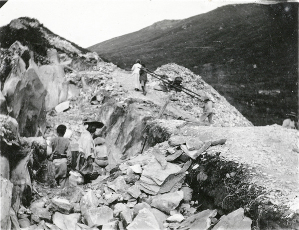 Quarrying beside a mountain road