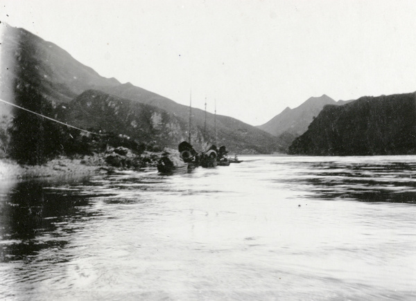 Moored boats on the Siang River, Hunan