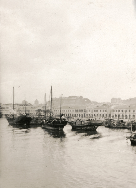 Seagoing junks in a harbour