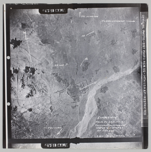 USAAF aerial view of Xin Xian, Shanxi