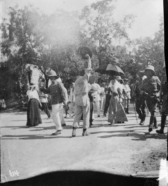 Relief forces arriving at British Legation, Peking