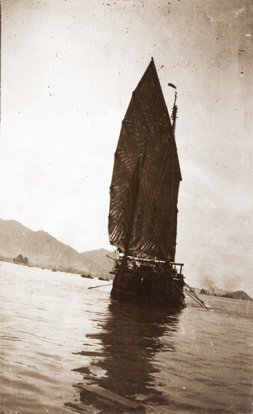 Large batwing junk in harbour, Hong Kong