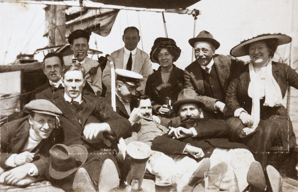 A group on Mr. Otto Kong Sing's Yacht 'The Tomtit', Hong Kong