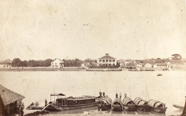 Boats, river and Customs Commissioner's House, Ningbo