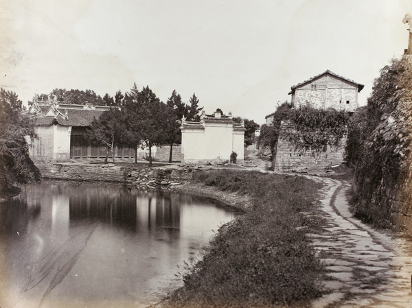 Canal, temple and city wall near South Gate, Ningbo