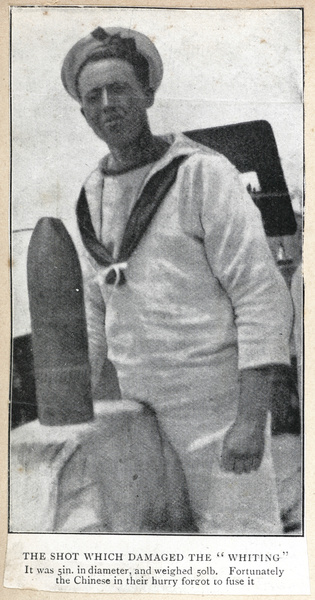 British sailor and shell, H.M.S. 'Whiting'