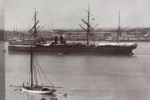 A Messageries Maritimes steamship on the Huangpu River, Shanghai