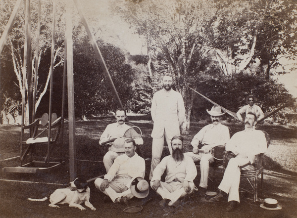 D.M. Henderson with tennis party, 1886