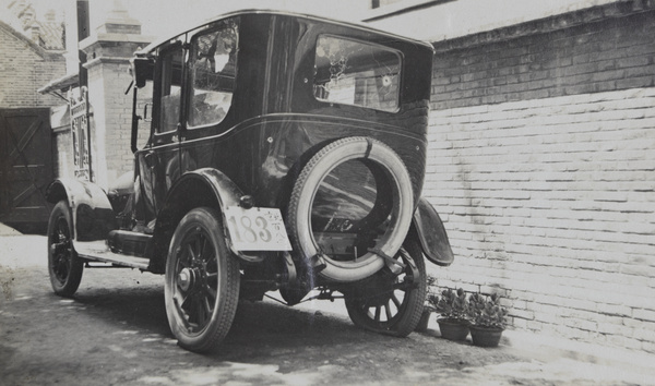 Guy Hillier's car, with bullet holes sustained during the Manchu restoration attempt, Beijing