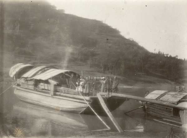 Friends leaving Hsüting for Chungking by boat