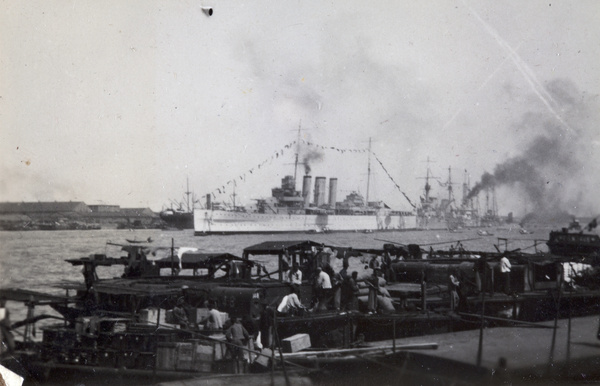 Cargo barges and Warship Row, Huangpu River, Shanghai