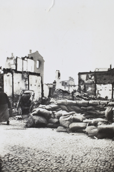 Ruins and sandbagged redoubt, Shanghai, 1932