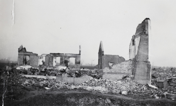 Bomb damage at Hongqiao aerodrome, Shanghai, 1932