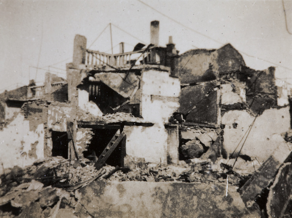 War damaged buildings, Shanghai, 1932