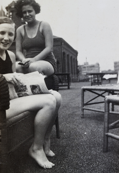 Gladys Ephgrave and an unidentified young woman, Shanghai Rowing Club