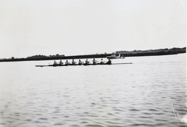 Men's eight rowing on the Huangpu river