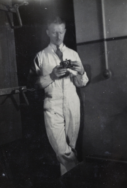 Mr Pulman with a camera, at a printing factory, Pudong, Shanghai