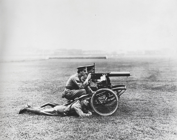 Shanghai Volunteer Corps soldiers with machine gun