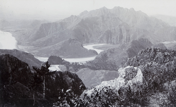 A river and tributary, viewed from a mountain, near Qinhuangdao